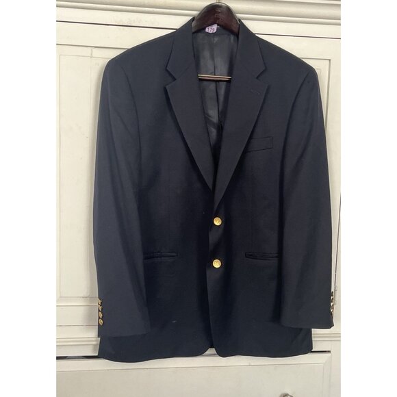 Chaps RL Blazer Mens 44R Navy Blue Wool Sport Coat Gold Buttons Classic Jacket - Picture 5 of 5